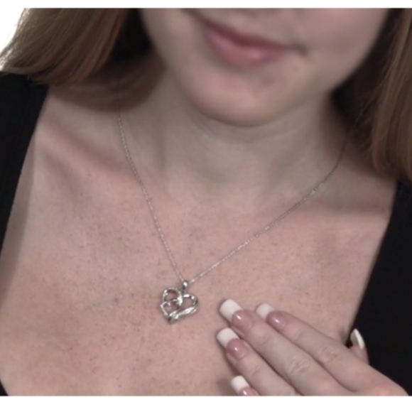 Diamond accent double heart pendant - Picture 2 of 5